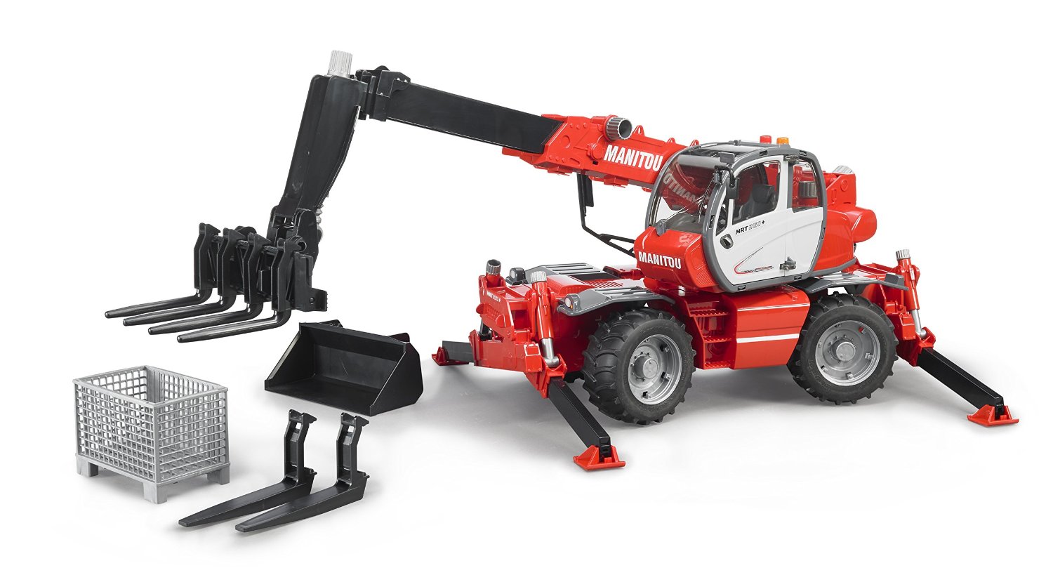 Bruder 2129 Manitou Telescopic Forklift MRT 2150 With Accessories 1