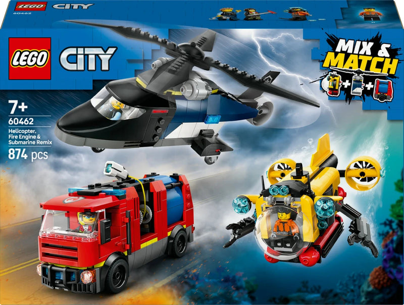 Lego City Helicopter, Fire Truck & Submarine Remix (60462)