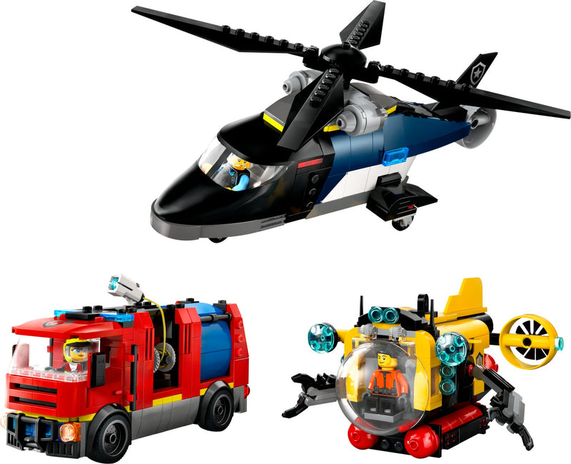 Lego City Helicopter, Fire Truck & Submarine Remix (60462)