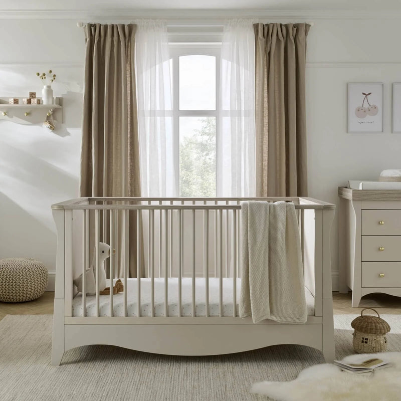 Cuddle Co Clara 3 Piece Nursery Furniture Set - Cot Bed, Dresser & Wardrobe (Cashmere & Ash)