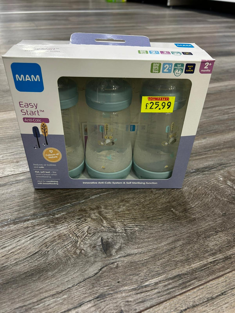 MAM Easy Start Baby Bottles 3 Pack (Blue)