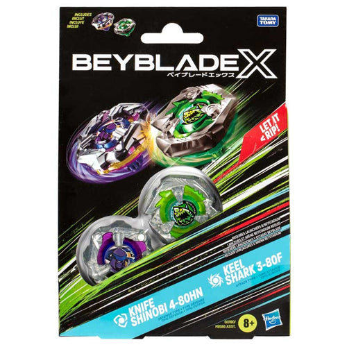 Beyblade X Knife Shinobi 4-80HN & Keel Shark 3-80F