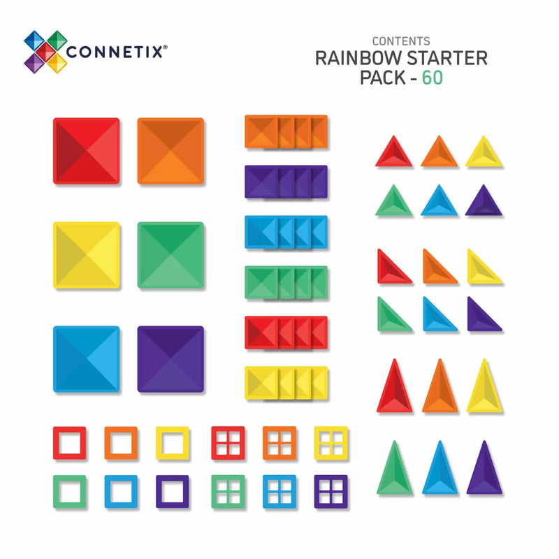 Connetix Magnetic Tiles Rainbow (60 Piece)