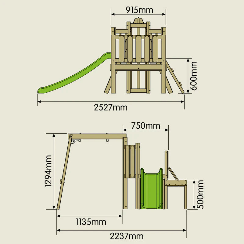 TP Forest Toddler Wooden Quadpod Swing Set & Slide - FSC® certified