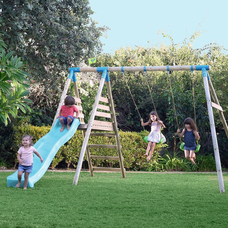 TP Knightswood Double Wooden Swing & Slide Set - FSC® certified