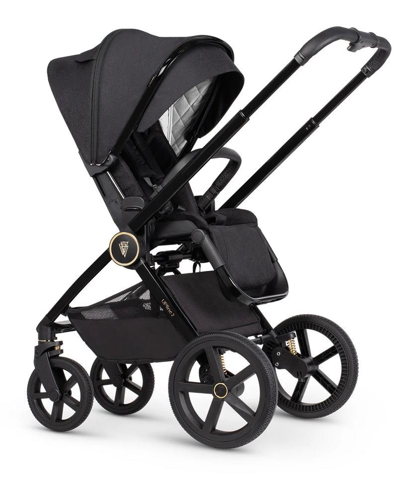 Venicci Upline 2 All Black Pram 9 Piece Bundle