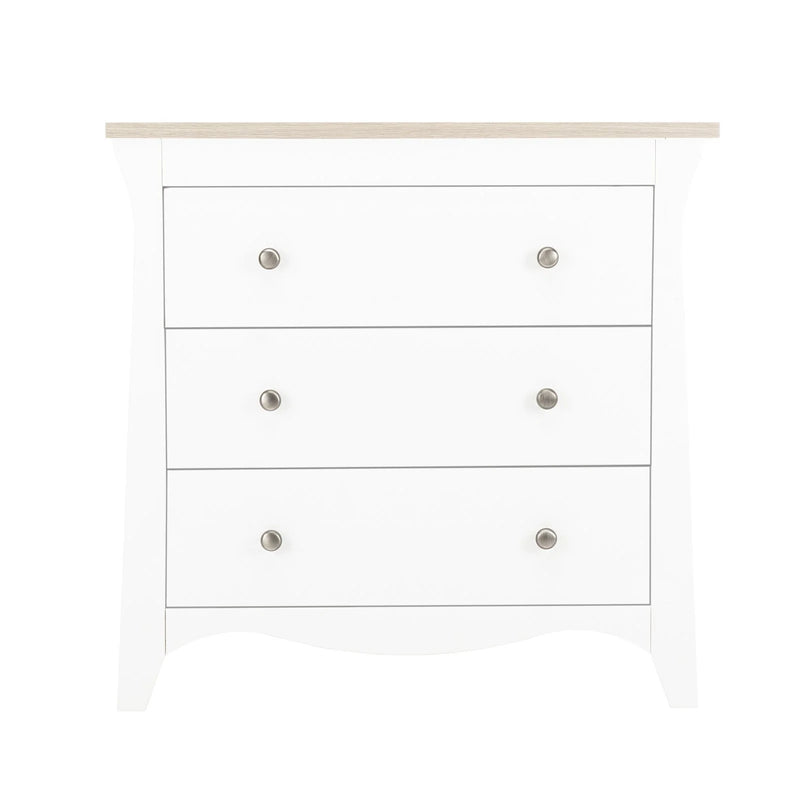 Cuddle Co Clara 2 Piece Nursery Furniture Set (Cot Bed & Dresser) - White & Ash