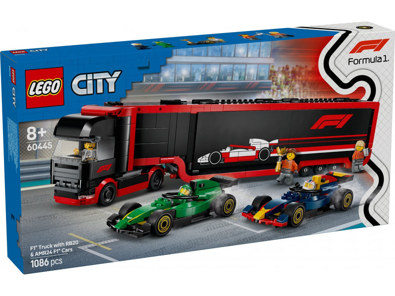 Lego City F1 Truck with RB20 & AMR24 F1 Cars (60445)