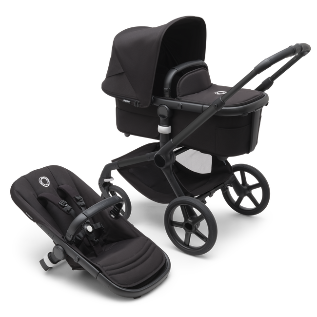 Bugaboo Fox 5 Carrycot And Seat Pushchair - Midknight Black/Black Chassis